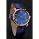 Cartier Ronde Solo Blue Dial Diamond Hour Marks Rose Gold Case Blue Leather Strap