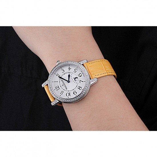 Jaeger LeCoultre Rendez-Vous White Dial Yellow Leather Strap 622088