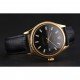 Swiss Rolex Datejust Black Dial Gold Case Black Leather Strap