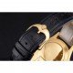 Swiss Rolex Datejust Black Dial Gold Case Black Leather Strap