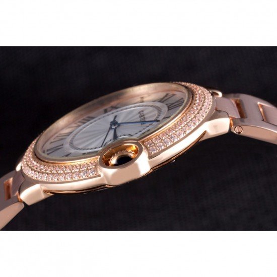 Cartier Ballon Bleu 42mm White Dial Diamonds Pink Gold Case And Bracelet
