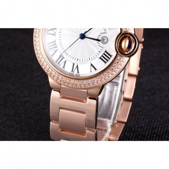 Cartier Ballon Bleu 42mm White Dial Diamonds Pink Gold Case And Bracelet