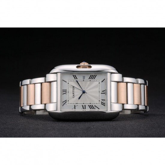 Cartier Tank Anglaise 36mm White Dial Stainless Steel Case Two Tone Bracelet