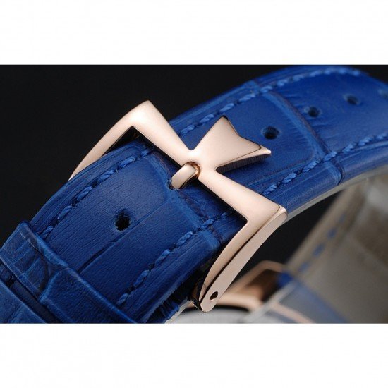 Vacheron Constantin Patrimony Power Reserve Blue Dial Gold Diamond Case Blue Leather Bracelet 1454270