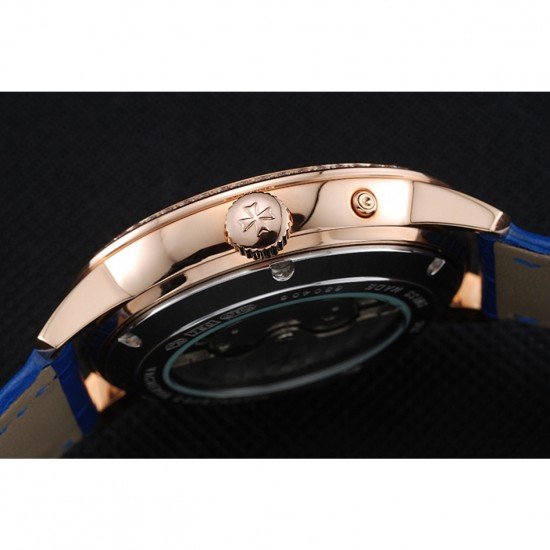 Vacheron Constantin Patrimony Power Reserve Blue Dial Gold Diamond Case Blue Leather Bracelet 1454270