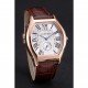 Cartier Tortue Large Date White Dial Gold Case Brown Leather Strap