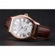 Cartier Tortue Large Date White Dial Gold Case Brown Leather Strap