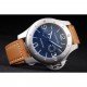 Panerai Luminor Brushed Stainless Steel Case Blue Dial Brown Leather Strap