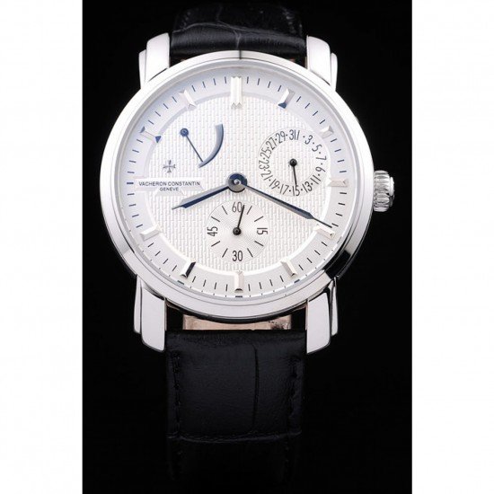 Vacheron Constantin Malte Power Reserve White Dial Stainless Steel Case Black Leather Bracelet