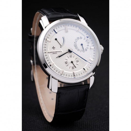 Vacheron Constantin Malte Power Reserve White Dial Stainless Steel Case Black Leather Bracelet