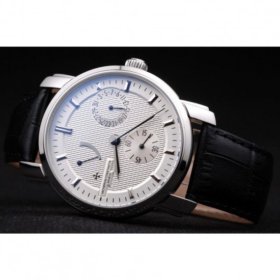 Vacheron Constantin Malte Power Reserve White Dial Stainless Steel Case Black Leather Bracelet