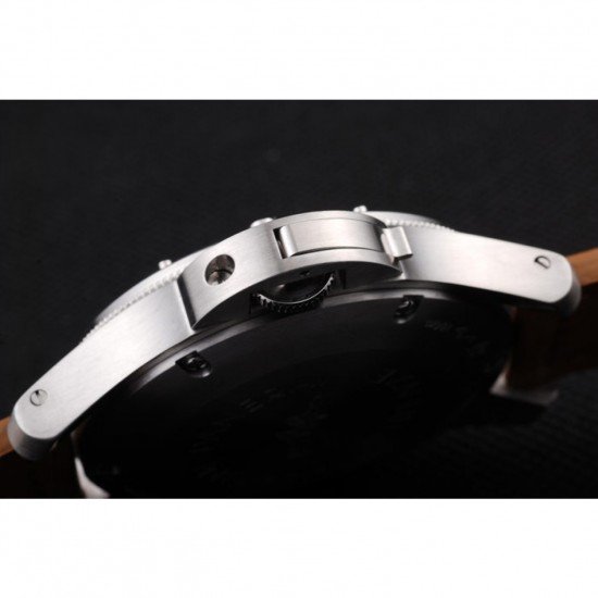 Panerai Luminor Brushed Stainless Steel Case Brown Dial Brown Leather Strap