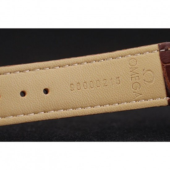 Omega Swiss DeVille Stainless Steel Bezel Brown Leather Strap 7619