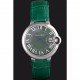 Cartier Ballon Bleu Silver Bezel with Green Dial and Green Leather Band 621553