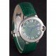 Cartier Ballon Bleu Silver Bezel with Green Dial and Green Leather Band 621553
