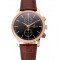 Swiss Vacheron Constantin Patrimony Traditionnelle Chronograph Black Dial Diamond Bezel Rose Gold Case Brown Leather Strap 1453765