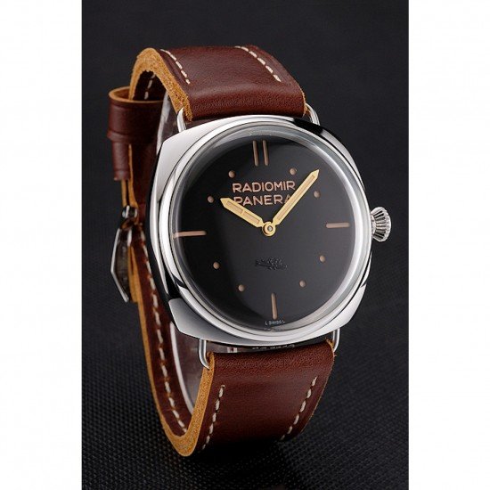 Panerai Radiomir Vintage SLC PAM425 Black Dial Stainless Steel Case Brown Leather Strap