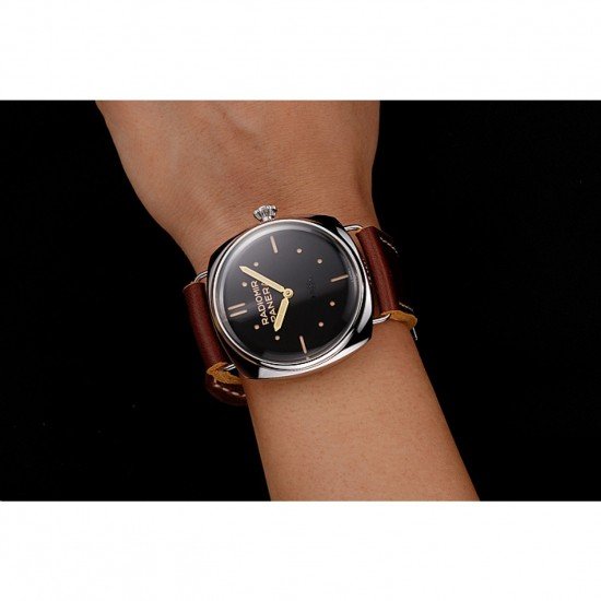 Panerai Radiomir Vintage SLC PAM425 Black Dial Stainless Steel Case Brown Leather Strap