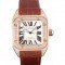 Swiss Cartier Santos Rose Gold Bezel with Diamonds and Brown Leather Strap sct46 621530