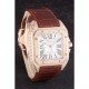 Swiss Cartier Santos Rose Gold Bezel with Diamonds and Brown Leather Strap sct46 621530