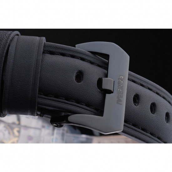 Panerai Luminor Marina Black Dial Black Stainless Steel Case Black Leather Bracelet