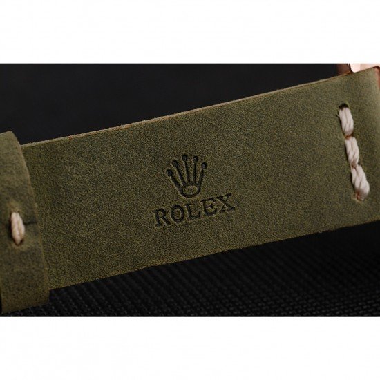Rolex Yacht Master Black Dial Green Bezel Rose Gold Case Green Leather Bracelet 1453862