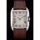 Cartier Tank Anglaise 36mm White Dial Stainless Steel Case Brown Leather Bracelet