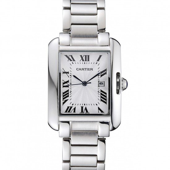 Cartier Tank Anglaise 30mm White Dial Stainless Steel Case And Bracelet