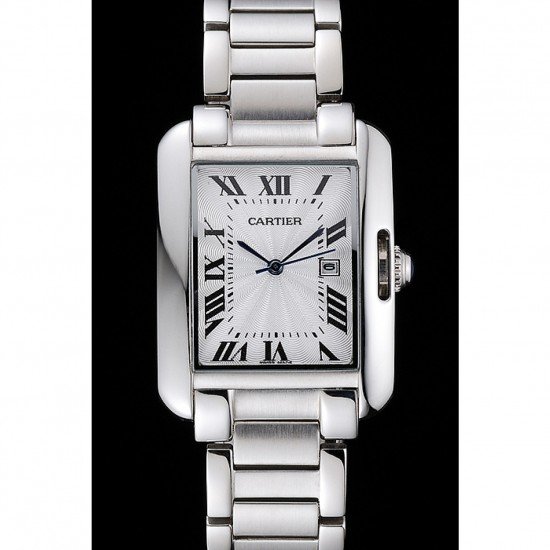 Cartier Tank Anglaise 30mm White Dial Stainless Steel Case And Bracelet