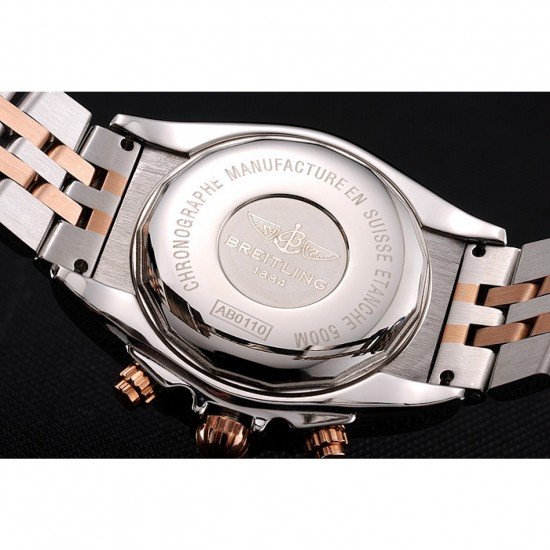Breitling Chronomat 44 Black Dial with White Subdials 2 Tone Stainless Steel Bracelet 622509