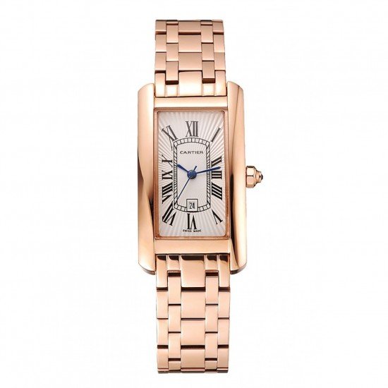 Cartier Tank Americaine White Dial Rose Gold Case And Bracelet 1453780