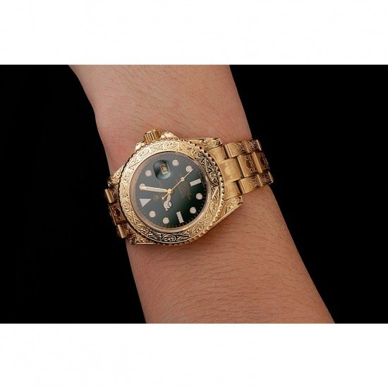 Swiss Rolex Submariner Skull Limited Edition Green Dial Gold Case And Bracelet 1454088