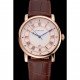 Cartier Rotonde Date White Dial Rose Gold Case Brown Leather Strap