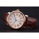 Cartier Rotonde Date White Dial Rose Gold Case Brown Leather Strap