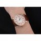 Cartier Rotonde Date White Dial Rose Gold Case Brown Leather Strap