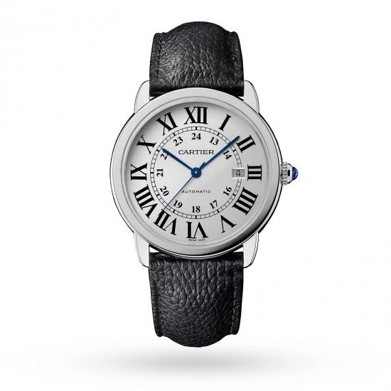 Swiss Ronde Solo de Cartier watch, 42mm, steel, leather