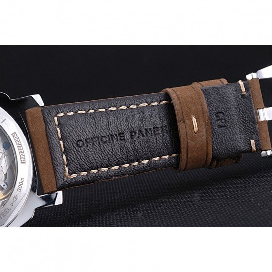Panerai Luminor Marina Stainless Steel Bezel Khaki Leather Bracelet 622311