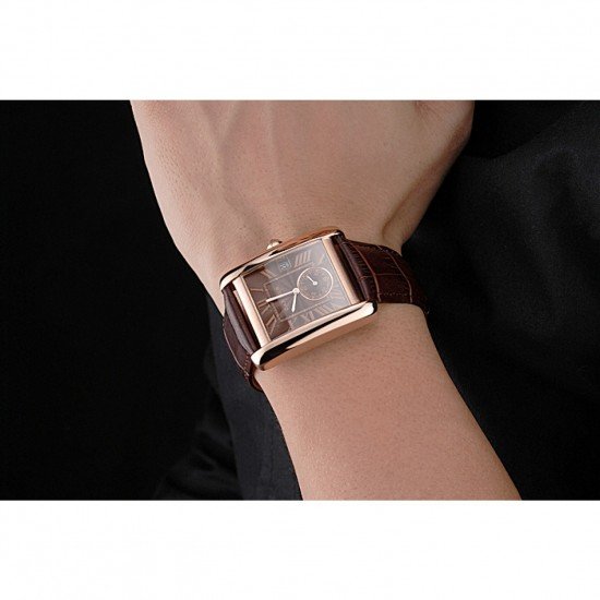 Cartier Tank MC Brown Dial Gold Case Brown Leather Strap 622583