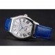 Cartier Tortue Large Date White Dial Stainless Steel Case Blue Leather Strap