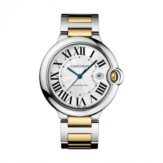 Swiss Ballon Bleu de Cartier watch, 42 mm, 18K yellow gold, steel