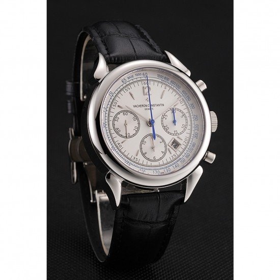 Swiss Vacheron Constantin Traditionnelle Day Date White Dial Black Leather Bracelet 1453987