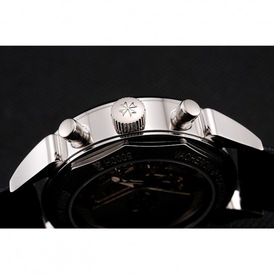 Swiss Vacheron Constantin Traditionnelle Day Date White Dial Black Leather Bracelet 1453987