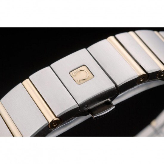 Swiss Lady Omega Constellation Stainless Steel Bracelet Golden Dial 80292