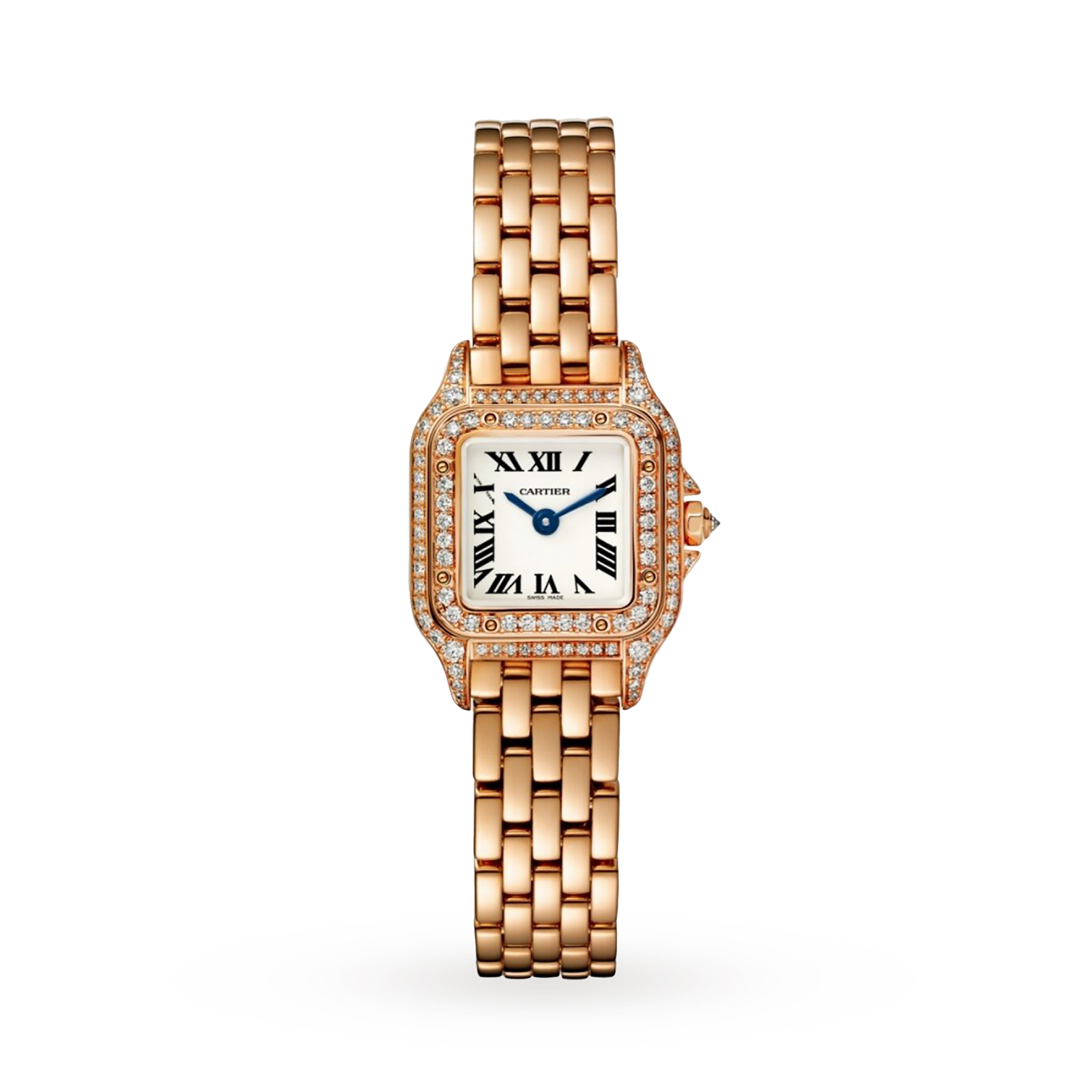 Swiss Panthère de Cartier watch, Mini, 18K rose gold, diamonds