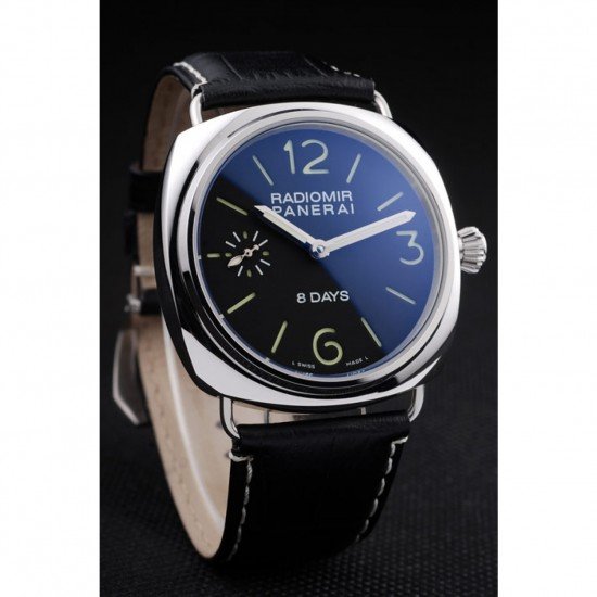 Panerai Radiomir Polished Stainless Steel Case Black Dial Black Leather Strap 98138