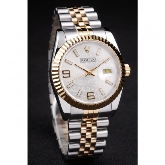 Rolex DateJust Two Tone Stainless Steel 18k Gold Plated Silver Dial 98084