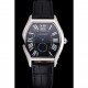 Cartier Tortue Large Date Black Dial Stainless Steel Case Black Leather Strap