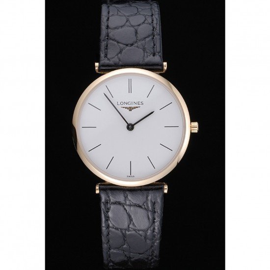 Longines La Grande Classique White Dial Black Leather Strap Homme 622115