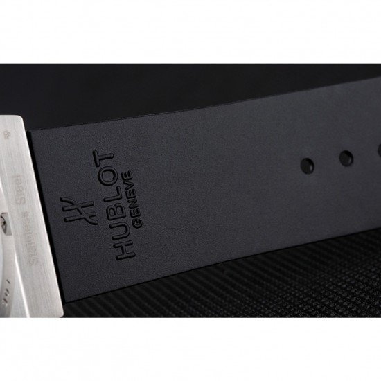 Swiss Hublot Big Bang Black Dial Silver Case Black Rubber Bracelet 1453900