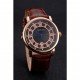 Cartier Rotonde Date Black Dial Rose Gold Case Brown Leather Strap